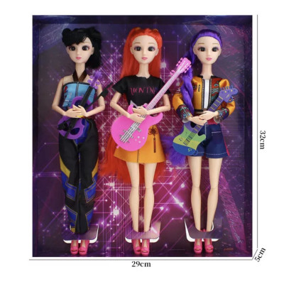 Набір музичних ляльок Kpop Demon hunters, Кей поп мисливиці на демонів ( Румі, Міра та Зої) з музичними інструментами