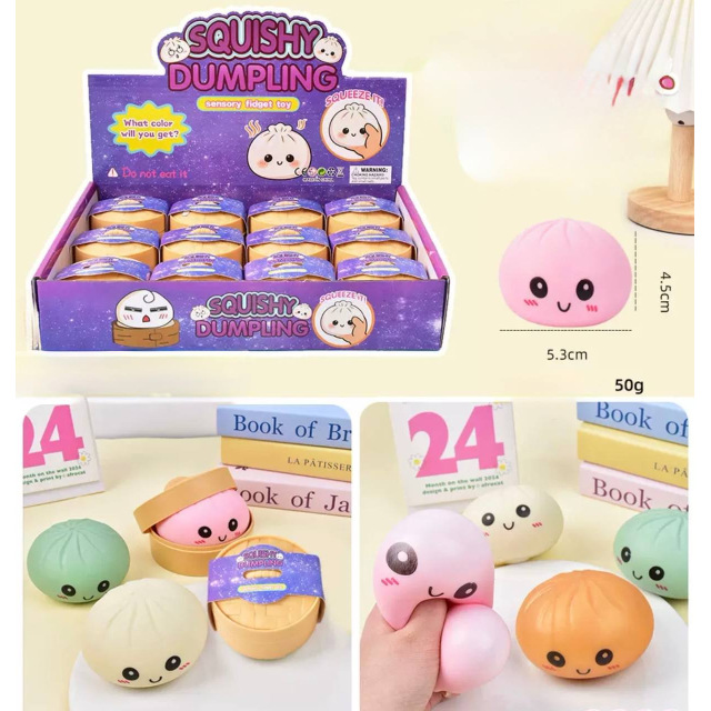 Трендовий сквіш антистрес Хінкалі у пароварці, Squishy Dumpling Stress Ball, пельмень,1 шт