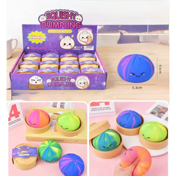 Трендовий сквіш антистрес Хінкалі у пароварці, Squishy Dumpling Stress Ball, пельмень, різнокольоровий,1 шт
