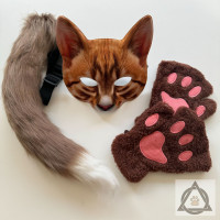 Набір для квадробіки (маска, лапки, вушка, хвіст на карабіні) Рудий