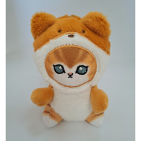 М'який брелок Котик у костюмі Ведмедика (білий животик)