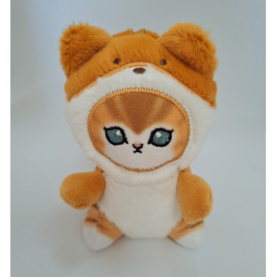 М'який брелок Котик у костюмі Ведмедика (білий животик)