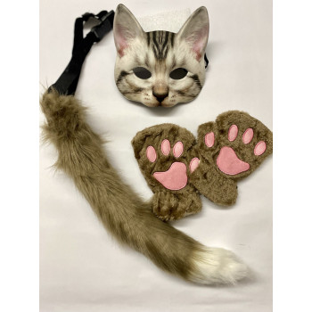 Набір для квадробіки (маска, лапки, хвіст на ремінці) Коричневий