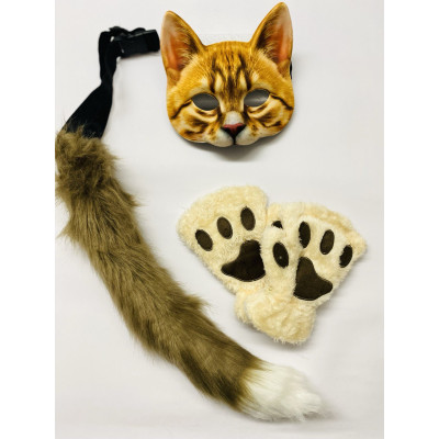 Набір для квадробіки (маска, лапки, хвіст на ремінці) Коричневий