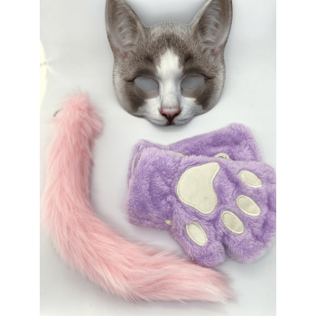 Набір для квадробіки (маска, лапки, хвіст на карабіні) Рожево-фіолетовий