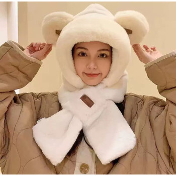 Шапка шарф Ведмедик Біла