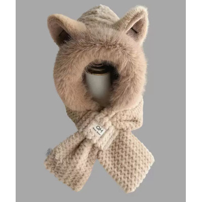 Шапка шарф Лисичка Коричнева