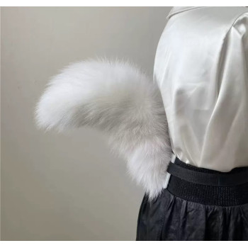 Хвіст для квадробіки на ремінці пухнастий Білий