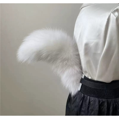Хвіст для квадробіки на ремінці пухнастий Білий