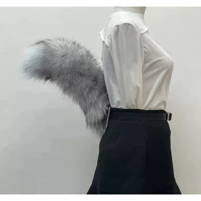 Хвіст для квадробіки на ремінці пухнастий Сірий