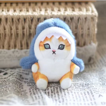 Брелок м'яка іграшка Котик Акула Світло Синій