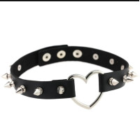 Чокер шкіряний Серце Чорний