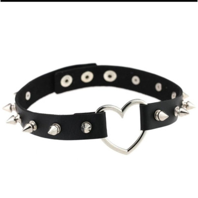Чокер шкіряний Серце Чорний
