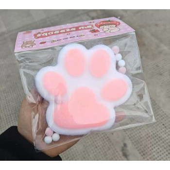 Сквіш таба лапка антистрес Біло-рожева 14см