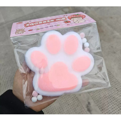 Сквіш таба лапка антистрес Біло-рожева 14см