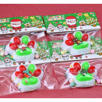 Сквіш таба лапка антистрес Новорічна Біло-червоно-зелена