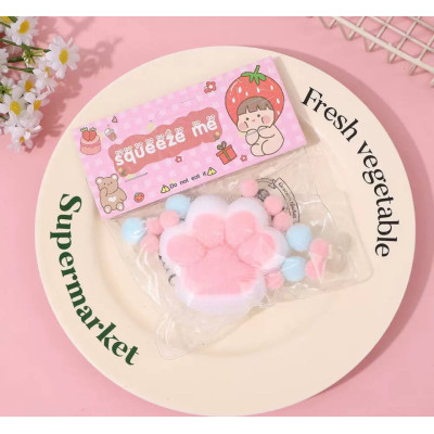 Сквіш таба лапка антистрес Біло-рожева