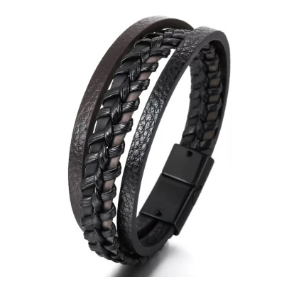 Чоловічий браслет з екошкіри