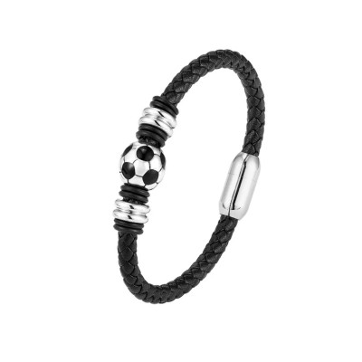 Плетений браслет з екошкіри з м'ячем