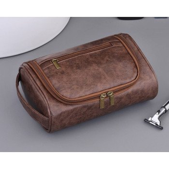 Шкіряна чоловіча косметичка Коричнева