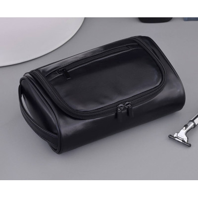 Шкіряна чоловіча косметичка Чорна