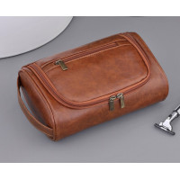Шкіряна чоловіча косметичка Світло-коричнева