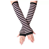 Мітенки щільні Світло рожеві з чорним