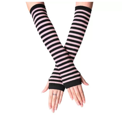 Мітенки щільні Світло рожеві з чорним