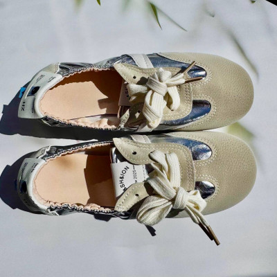 Кеди-балетки Fashion Аналог MIU MIU Беж і срібло