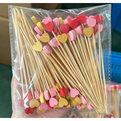 Шпажки для декору Серденька дерев'яні (50шт)