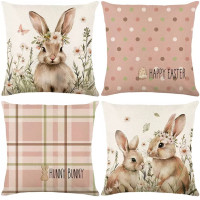 Декоративні наволочки Пасхальний кролик 45×45 см (набір із 4 шт.)