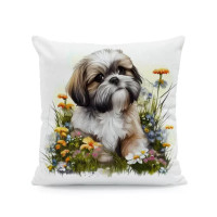 Декоративна наволочка Шицу Біла 45×45 см