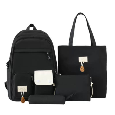 Стильний набір 4 в 1 (Рюкзак, шопер, косметичка, пенал) Чорний