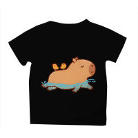 Футболка дитяча Капібара і пташки Чорна