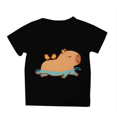 Футболка дитяча Капібара і пташки Чорна