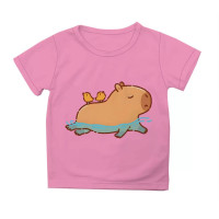 Футболка дитяча Капібара і пташки Рожева