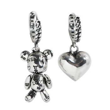 Асиметричні сережки Ведмедик і Серденько