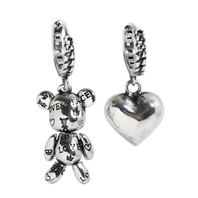 Асиметричні сережки Ведмедик і Серденько