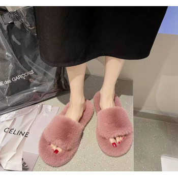 Пухнасті жіночі тапочки Рожеві