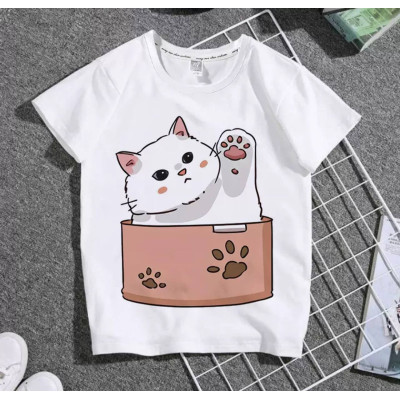 Футболка дитяча біла Котик