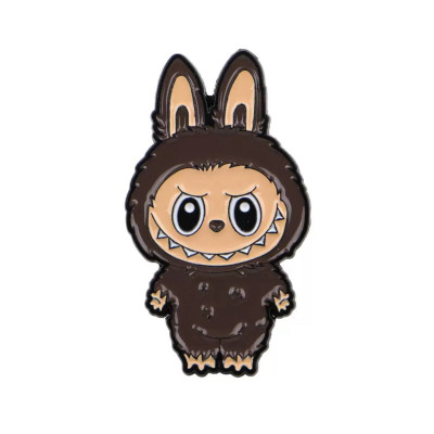 Металевий значок Лабубу (Labubu) Коричневий