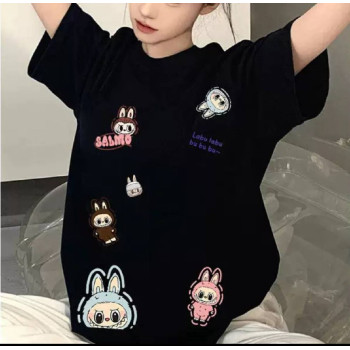 Футболка з Лабубу (Labubu) Oversize Чорна