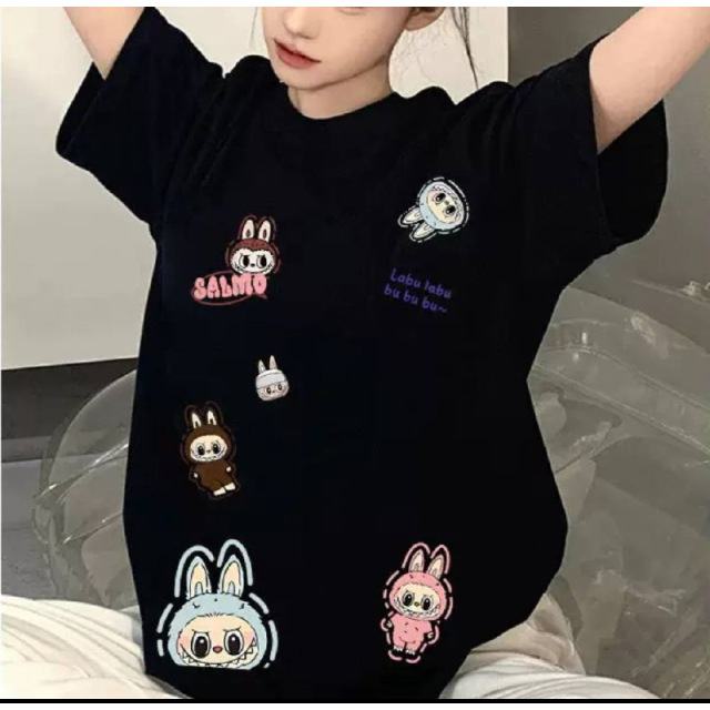 Футболка з Лабубу (Labubu) Oversize Чорна