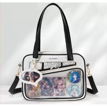 Сумка з прозорою вставкою Біла з чорним