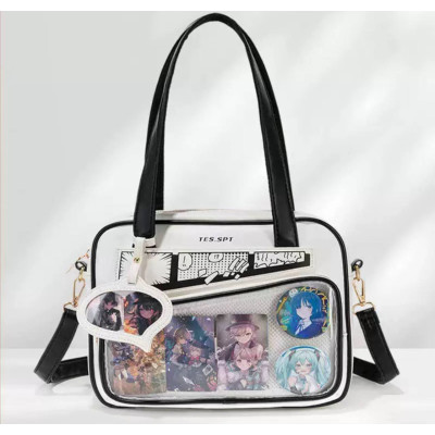 Сумка з прозорою вставкою Біла з чорним