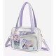Сумка з прозорою вставкою Біла з бузковим