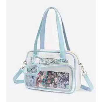 Сумка з прозорою вставкою Біла з блакитним