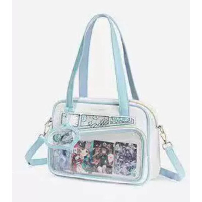 Сумка з прозорою вставкою Біла з блакитним