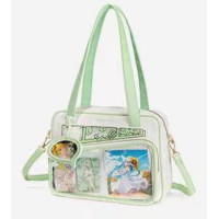 Сумка з прозорою вставкою Біла з салатовим