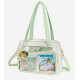 Сумка з прозорою вставкою Біла з салатовим
